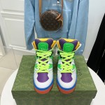Gucci Calf Leather High Top Sneakers For Men And Women Green