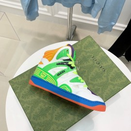 Gucci Calf Leather High Top Sneakers For Men And Women Green