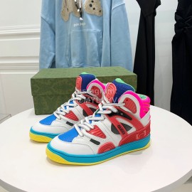 Gucci Calf Leather High Top Sneakers For Men And Women Blue