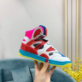 Gucci Calf Leather High Top Sneakers For Men And Women Blue