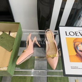 Gucci Cowhide Gold Chain Pointed High Heel Sandals For Women Pink