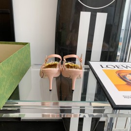 Gucci Cowhide Gold Chain Pointed High Heel Sandals For Women Pink