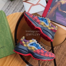 Gucci Calf Leather Thick Soled Casual Lace Up Sneakers For Men And Women