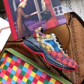 Gucci Calf Leather Thick Soled Casual Lace Up Sneakers For Men And Women