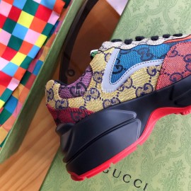 Gucci Calf Leather Thick Soled Casual Lace Up Sneakers For Men And Women