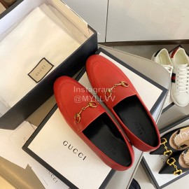 Gucci Cowhide Horsebit Casual Shoes For Women Red