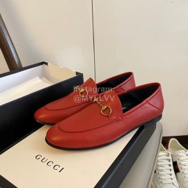 Gucci Cowhide Horsebit Casual Shoes For Women Red