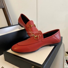 Gucci Cowhide Horsebit Casual Shoes For Women Red
