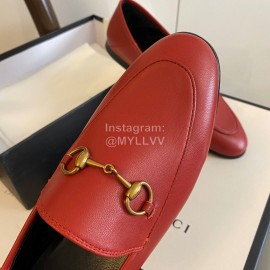 Gucci Cowhide Horsebit Casual Shoes For Women Red