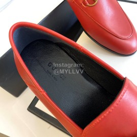 Gucci Cowhide Horsebit Casual Shoes For Women Red