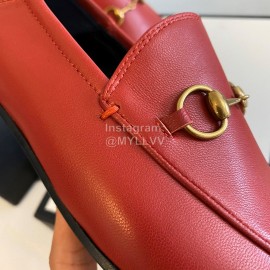Gucci Cowhide Horsebit Casual Shoes For Women Red