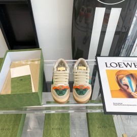 Gucci Webbing Leather Retro Board Shoes For Men And Women Green