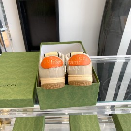 Gucci Webbing Leather Retro Board Shoes For Men And Women Green