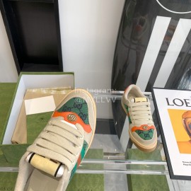 Gucci Webbing Leather Retro Board Shoes For Men And Women Green