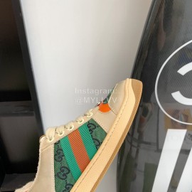 Gucci Webbing Leather Retro Board Shoes For Men And Women Green