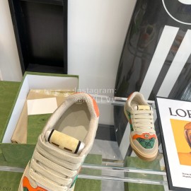 Gucci Webbing Leather Retro Board Shoes For Men And Women Green