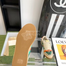 Gucci Webbing Leather Retro Board Shoes For Men And Women Green