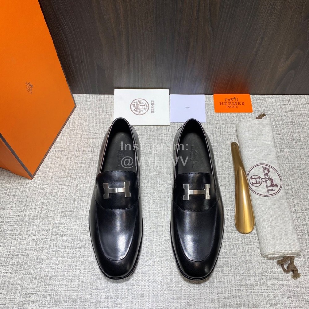 Hermes Blaise Leather H Buckle Loafers For Men