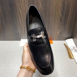 Hermes Blaise Leather H Buckle Loafers For Men