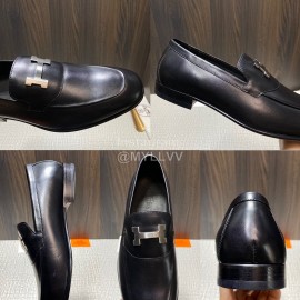 Hermes Blaise Leather H Buckle Loafers For Men