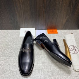 Hermes Blaise Leather Vintage Loafers For Men Black