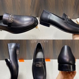 Hermes Blaise Leather Vintage Loafers For Men Black