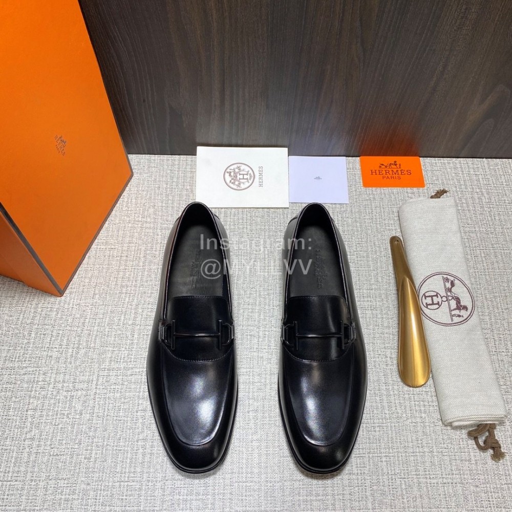 Hermes Blaise Black Leather Vintage Loafers For Men