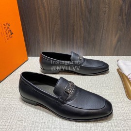 Hermes Leather Casual Blaise Loafers For Men Black
