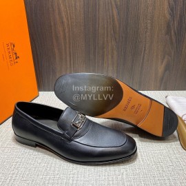 Hermes Leather Casual Blaise Loafers For Men Black