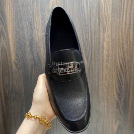 Hermes Leather Casual Blaise Loafers For Men Black