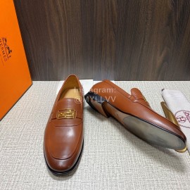 Hermes Leather Casual Blaise Loafers For Men Brown