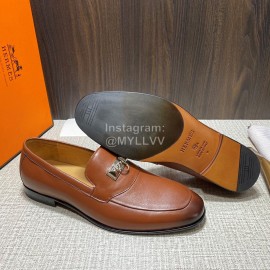 Hermes Cowhide Casual Blaise Loafers For Men Brown