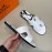 Hermes Summer Classic Printed Cowhide Slippers For Men White