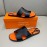 Hermes Summer Classic Printed Cowhide Slippers For Men Orange