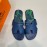 Hermes Summer Classic Printed Cowhide Slippers For Men Navy