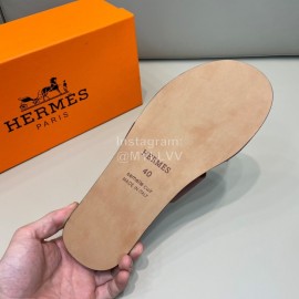 Hermes Summer Litchi Grain Cowhide Slippers For Men Black
