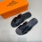Hermes Summer Crocodile Pattern Leather Slippers For Men Black