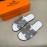 Hermes Summer Fashion Leather Slippers For Men Gray