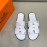 Hermes Summer Fashion Leather Slippers For Men White