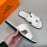 Hermes Summer Fashion Cowhide Slippers For Men White