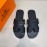 Hermes Summer Fashion Cowhide Slippers For Men Black