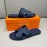 Hermes Summer Fashion Cowhide Slippers For Men Navy