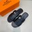 Hermes Summer Cowhide Fashion Slippers For Men Black