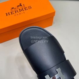 Hermes Summer Cowhide Fashion Slippers For Men Black