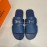 Hermes Summer Cowhide Fashion Slippers For Men Navy