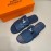 Hermes Summer Cowhide Fashion Slippers For Men Navy