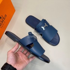 Hermes Summer Cowhide Fashion Slippers For Men Navy
