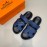 Hermes Classic Summer Blue Cowhide Slippers For Men 