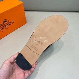 Hermes Classic Summer Cowhide Slippers For Men Blue