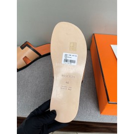 Hermes Classic Summer Cowhide Slippers For Men Orange